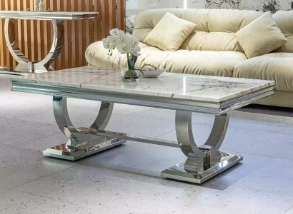 Moderner Grauer Couchtisch Edelstahltisch Wohnzimmer Tische Luxus Design